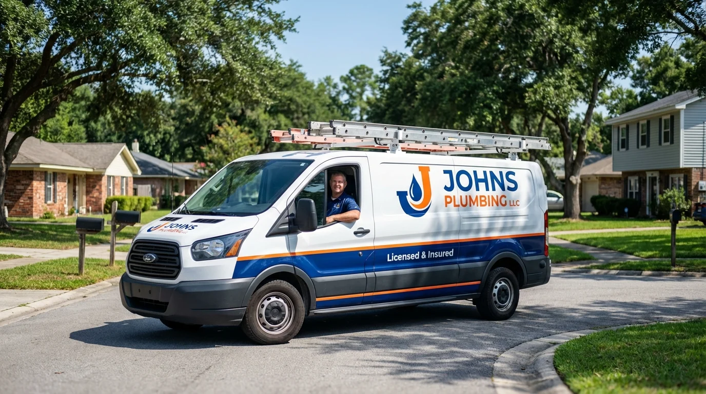 Johns Plumbing LLC service van in Livingston Manor, NY