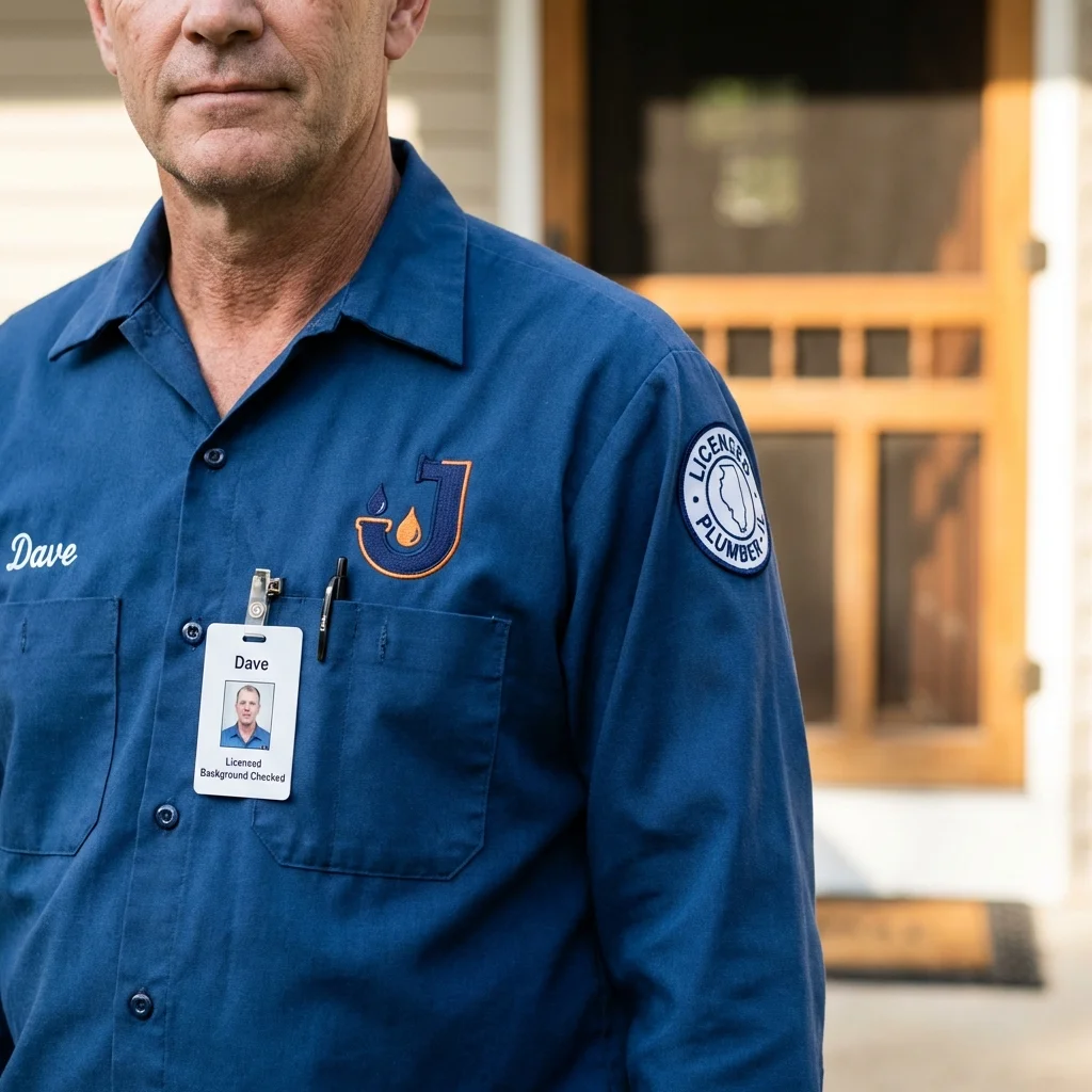 Licensed plumber showing ID badge in Livingston Manor, NY