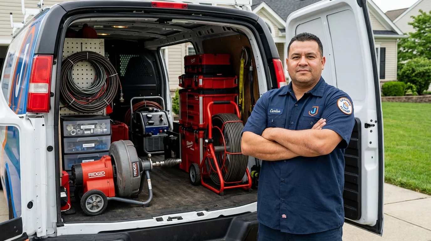 Professional drain cleaning equipment and Johns Plumbing LLC plumber in Livingston Manor