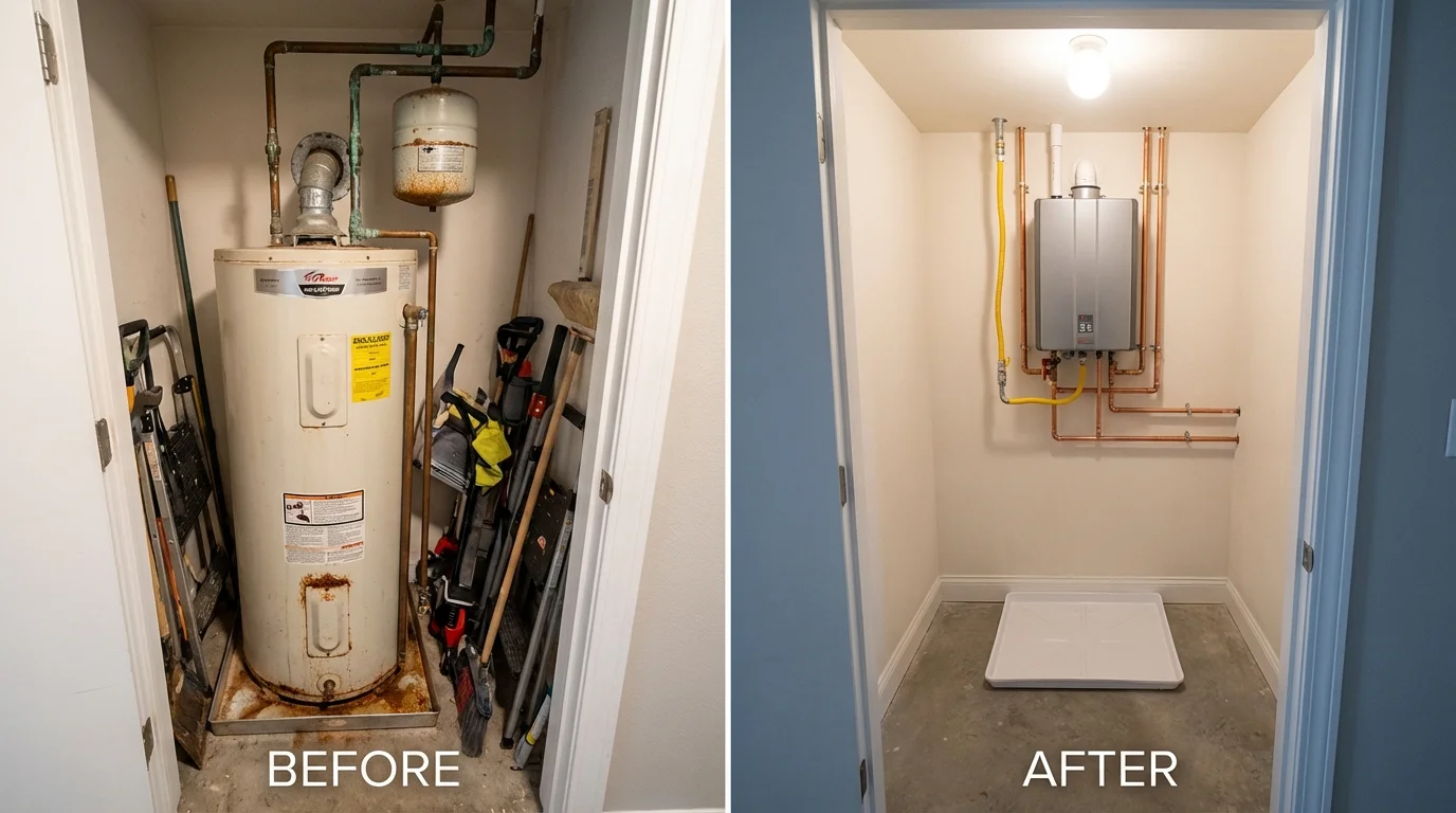 Tank water heater versus wall-mounted tankless unit comparison for Livingston Manor, NY homeowners
